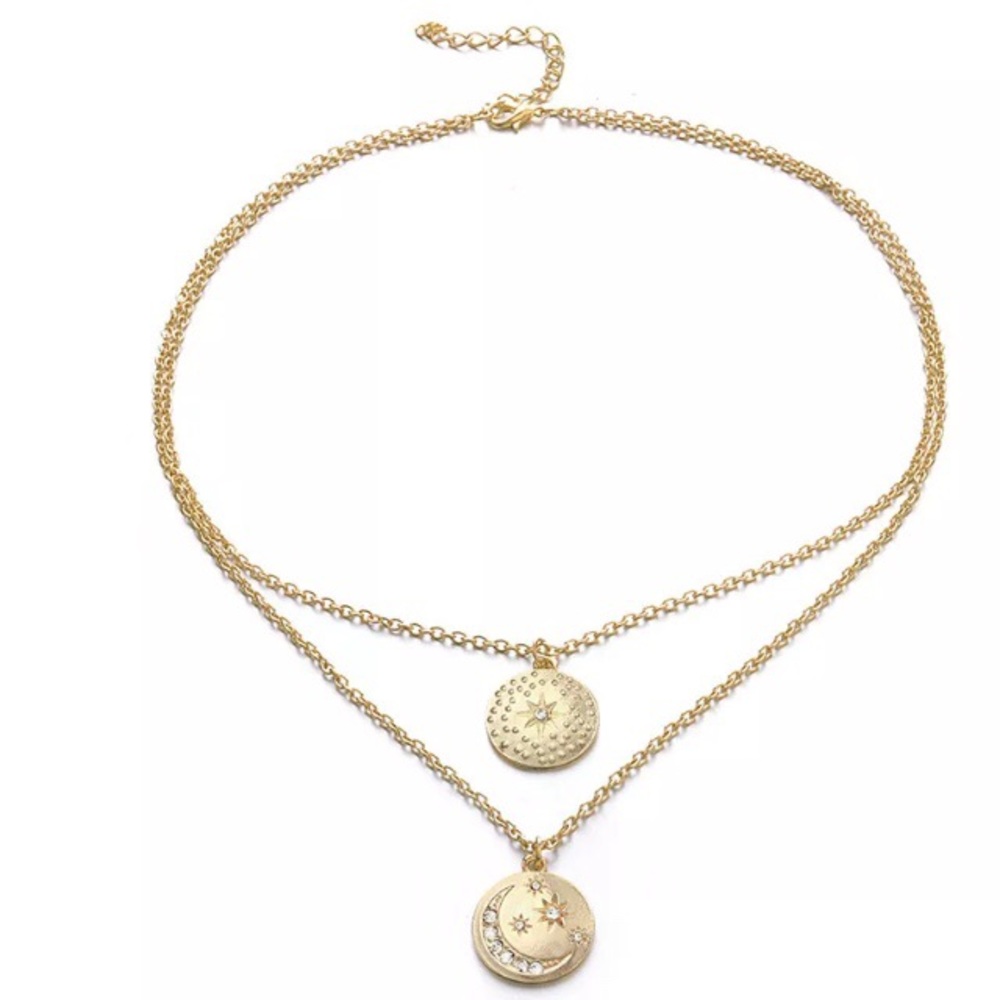 ‼️3/$30 Boho Multilayer Star Moon Gold Necklace - Picture 4 of 7